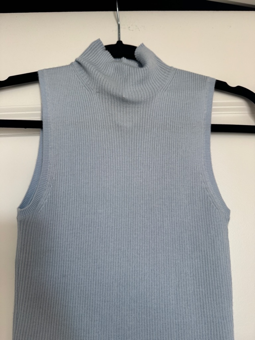 NWT! MADEWELL Women's Merino Wool-Silk Sweater Tank Mockneck Blue Mist Size XS - Picture 5 of 13